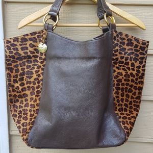 -Mr. Cat- Leopard Print Calf Hair brown Leather Bag